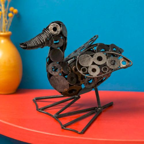 Recycled Metal Duck Ornament, Flapping Wings