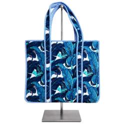 Tote Shopper Bag Quilted Recycled Cotton Assorted Blues