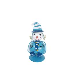 Lets Boogie, Blue Snowman Christmas Ornament, wearing a striped hat, size 10x10x18cm
