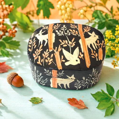 Trinket Box Papier Mâché Woodland Wardens 8 x 7cm