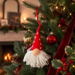 Hanging Decoration Handcrafted Felt Santa Gnome 3 x 10cm