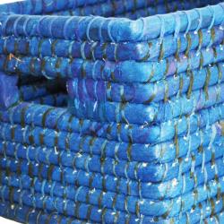 Set of 2 rectangular grass baskets, blue