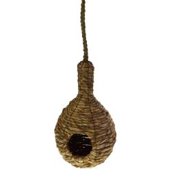 Bird house rice straw on frame vase shape 13x20cm