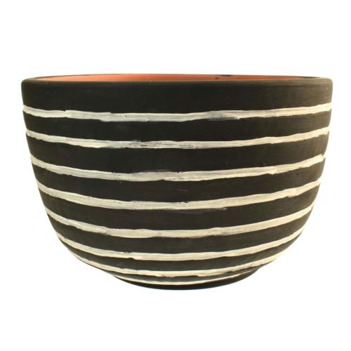 Terracotta planter black & white, 20cm diameter