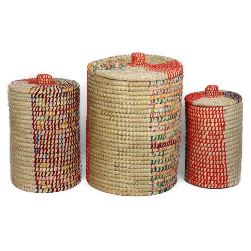 Set of 3 laundry / storage baskets kaisa grass multicoloured