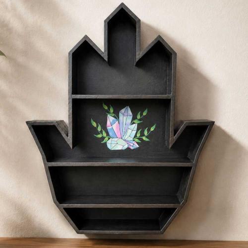 Shelf Unit Wood Albesia Hamsa Hand 49x7x60cm