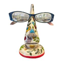 Spectacle Stand Holder Hand Painted Wood Floral 8x8x16cm
