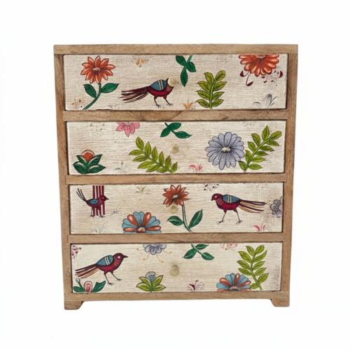 Mini Chest Mango Wood 4 Drawers Garden 30x14x36cm