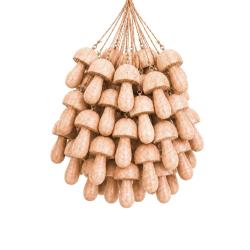 Hand-Carved Wooden Toadstool Hanging Decorations – Set of 30 