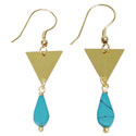 Earrings triangle with turquoise bead