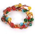 Bracelet multicoloured glass bead 4 string