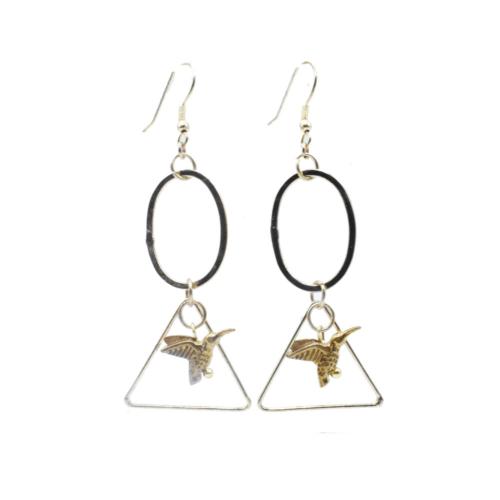 Earrings Hummingbird in Triangle