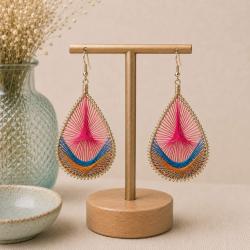 Earrings Multicoloured Webbed Thread on Teardrop