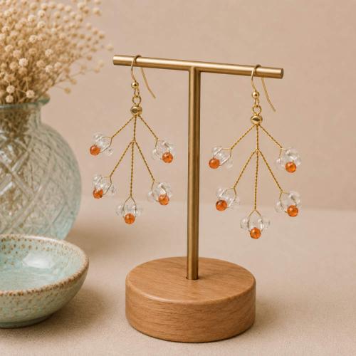 Earrings Delicate Clear and Orange