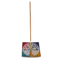 Square soapstone Incense holder with tree of life design