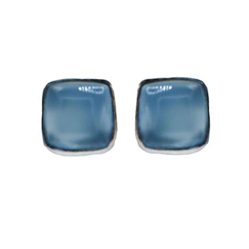 Ear Studs, Square, Blue Onyx