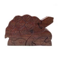 Puzzle Box Tortoise Shape Sheesham Wood 15 × 6 × 10cm