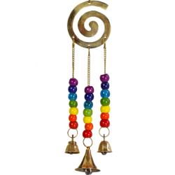 Hanging windchime with Chakra Beads, Spiral, recycled brass 6 x 30.5cm