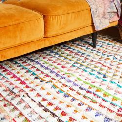 Chindi rag rug recycled cotton handmade multicoloured triangles 100x150cm