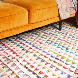 Chindi rag rug recycled cotton multicoloured triangles 100x150cm