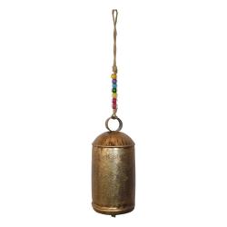 Hanging bell recycled wrought iron etched pattern 10 x 21cm, length 45cm