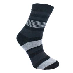 Socks Recycled Cotton / Polyester Stripes Black Grey Shoe Size UK 3-7 Womens