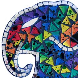 Elephant wall hanging recycled glass mosaic speckled design 20 x 20cm