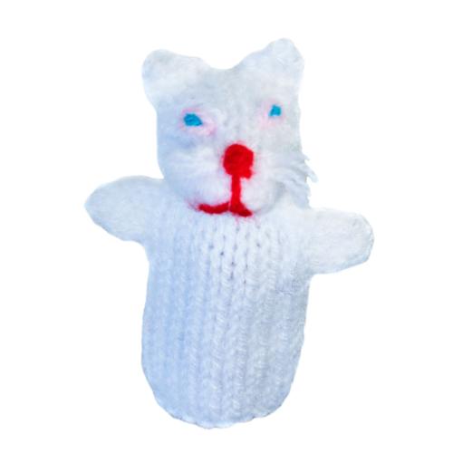 Finger puppet, white cat