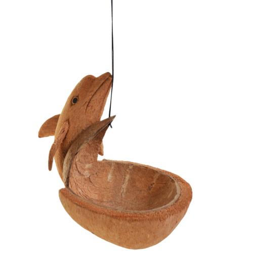 Coconut hanging bird feeder, dolphin design