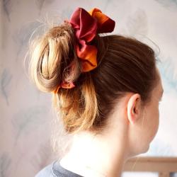 Hair scrunchie, recycled sari silk, assorted colours