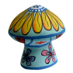 Incense holder, painted clay mushroom shape, assorted colours