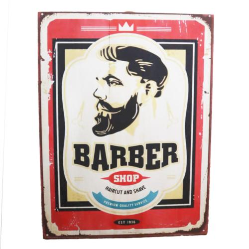 Plaque Albesia Wood Barber Shop 30 x 40cm