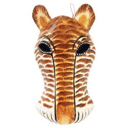 Mask Albesia Wood Big Cat Orange Black Stripes 20cm