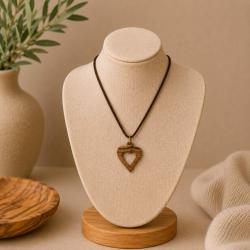 Pendant olive wood, cut-out heart, 3 x 3cm