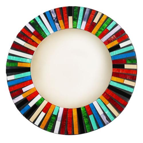 Round mirror, recycled glass mosaic speckled design 40cm diam