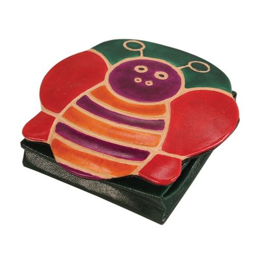Leather coin purse bee