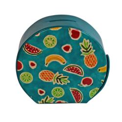 Leather money box fruits design 11.5 x 10.5 x 5cm