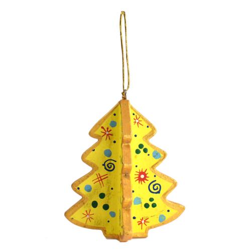 Hanging Decoration, Yellow Wooden Tree 3D