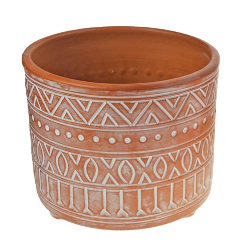 Terracotta planter with 3 small feet, 16.5cm diameter