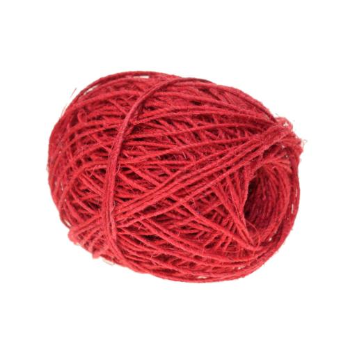 Single ball of garden or craft natural hemp twine red length 50m