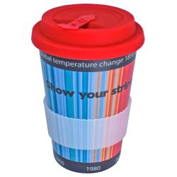 Reusable Tea/Coffee Travel Cup Eco Biodegradable Rice Husk Climate Stripes