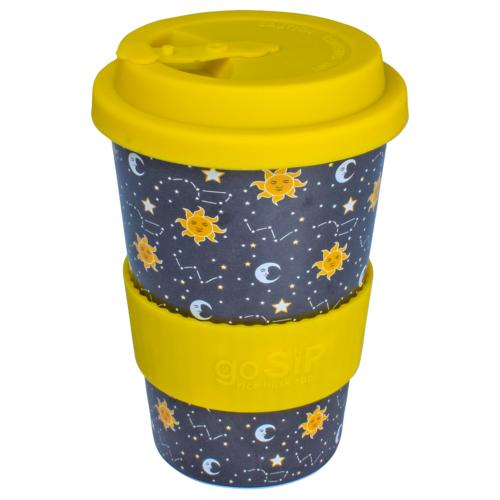 Reusable Tea/Coffee Travel Cup/Mug Eco Biodegradable Rice Husk Sun Moon Stars