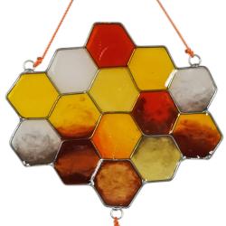 Suncatcher Bee and Honeycomb, 11 x 10cm