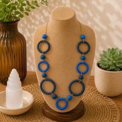 Necklace Recycled Cotton Circles Light / Dark Blue