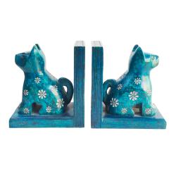 Bookends Soapstone Cats Turquoise