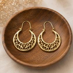 Earrings Moon Shape Gold Colour