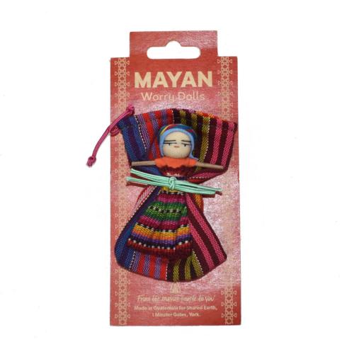 Worry doll in bag on card, assorted colours