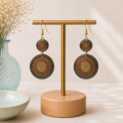 Earrings gold colour, copper 2 circles