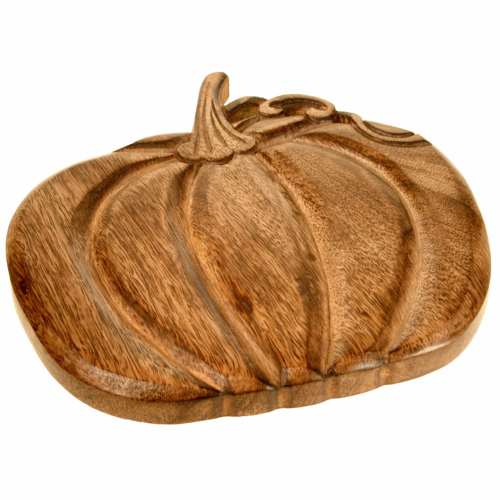 Trivet pan stand hand carved eco mango wood, pumpkin shape
