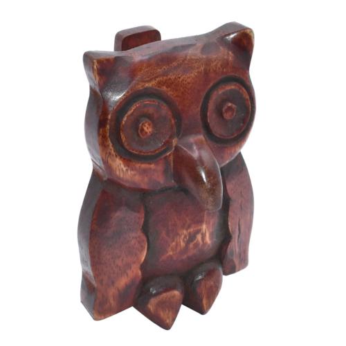 Spectacle stand, hand carved sheesham wood, owl 8x6x12cm